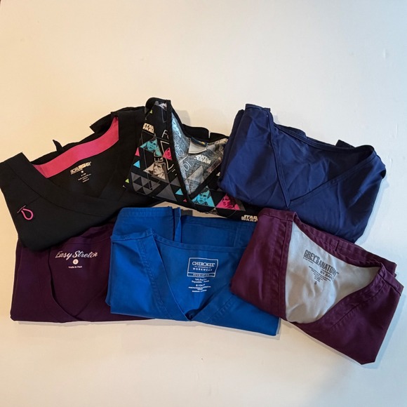 Cherokee Other - Lot of 6 Womens Scrub Tops Star Wars Greys Anatomy‎ Cherokee Bundle S